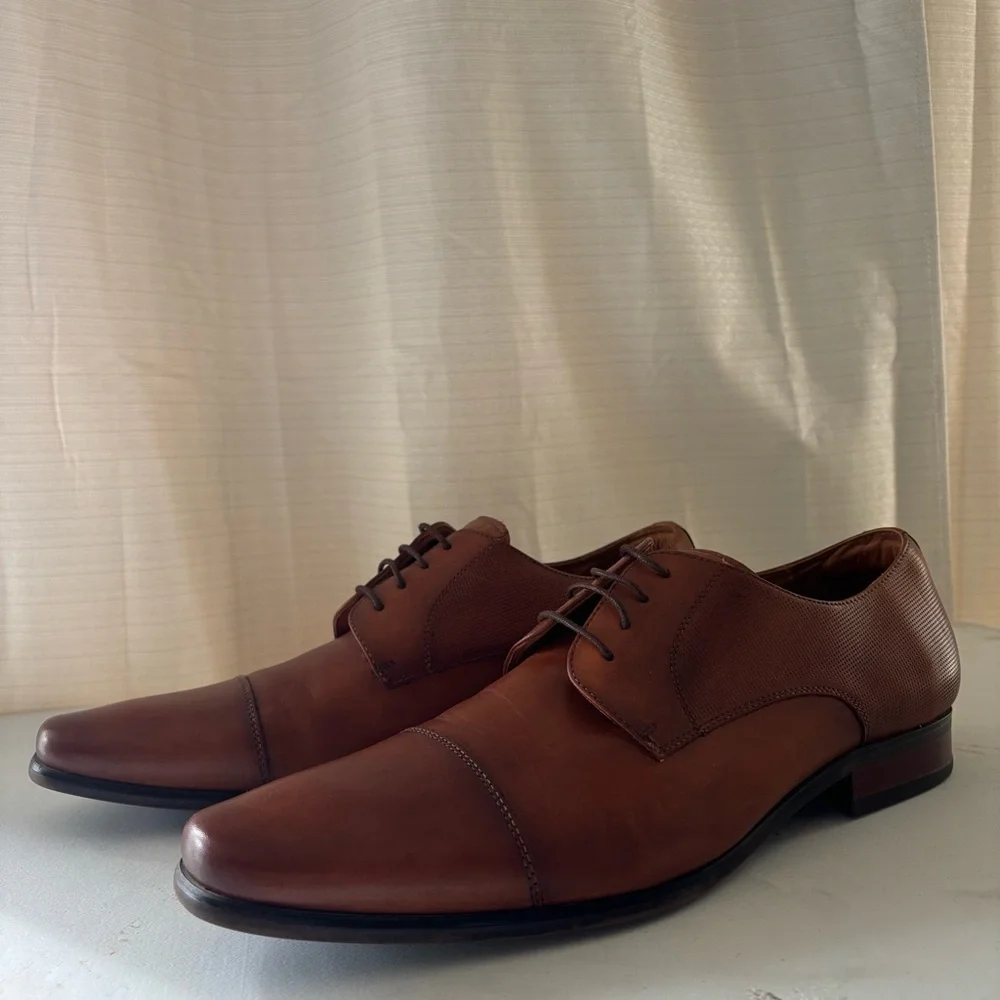 Florsheim Postino Cognac Smooth Leather Cap Toe Derby Dress Shoes 13 D Wedding